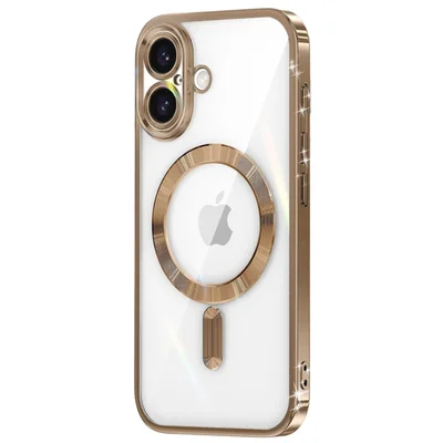Capa Magsafe com Proteção Lente iPhone 16 Plus - Tela 6.7 Cor: Dourado