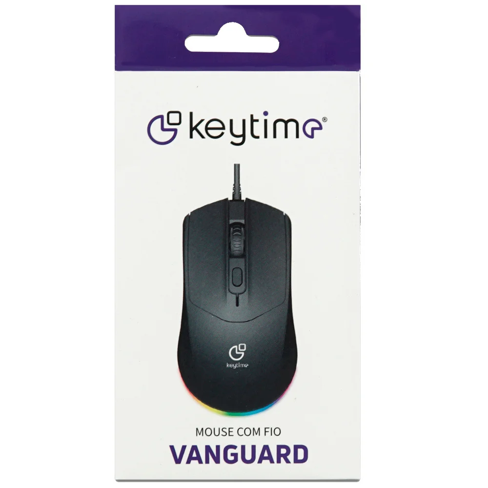 Mouse Keytime Office Vanguard 4 Botões C/fio 2400dpi RGB Preto