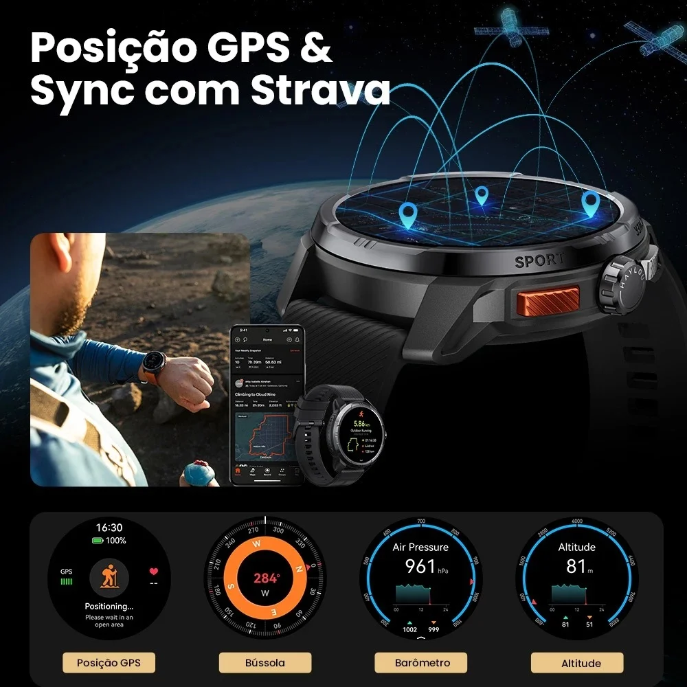 Imagem 5 de 5 do produto Smartwatch Relógio Haylou Solar Ultra AmoLED 1,6" Gps Integrado 5