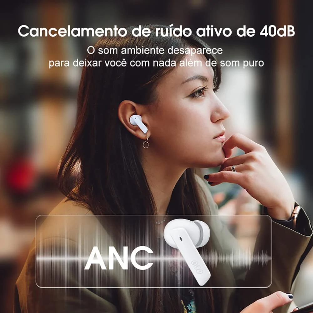 Imagem 2 de 5 do produto Fone De Ouvido  Qcy Melobuds Anc Ht05 Blueth 5.2 Cancel.ruido Modo Gamer Cor:branco.