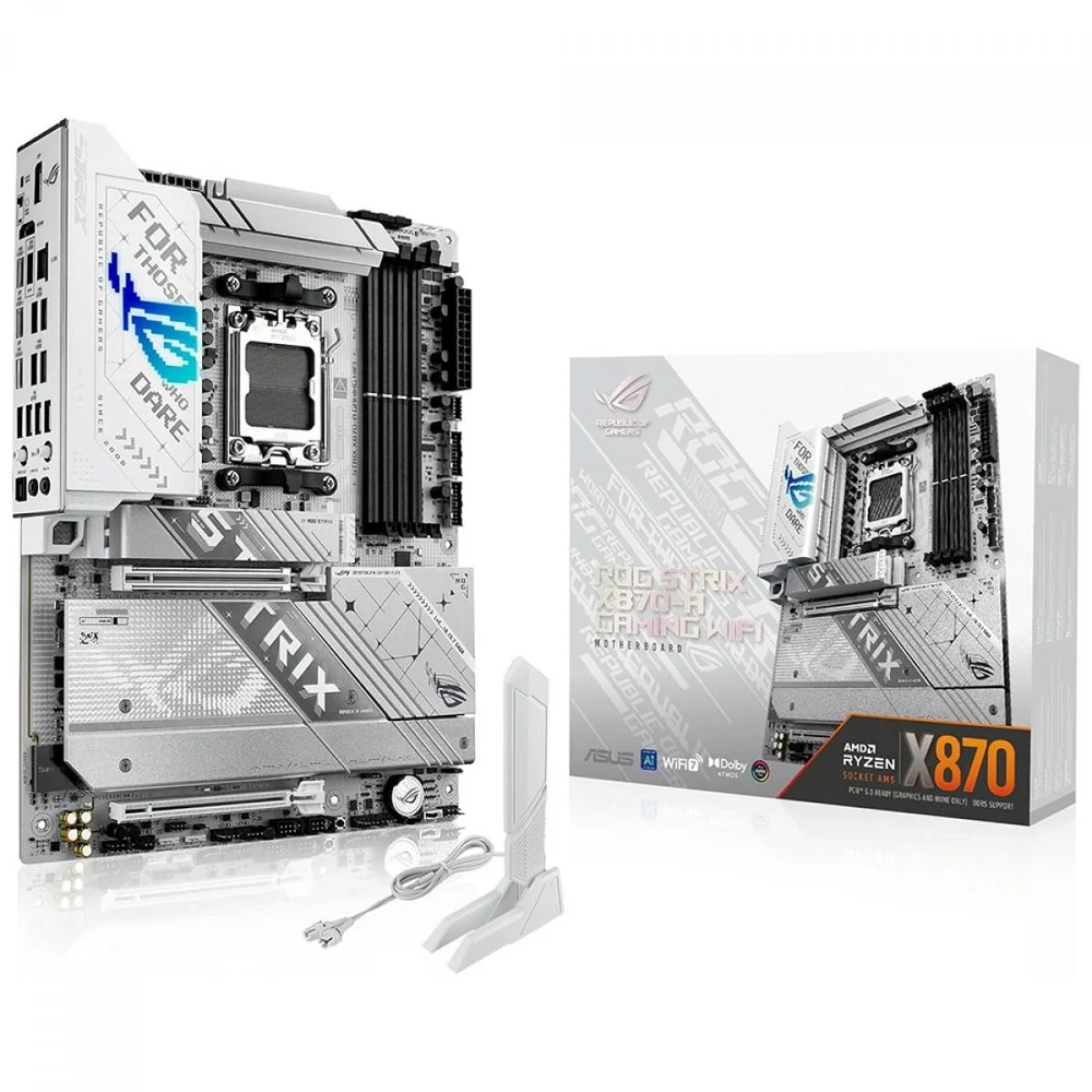 Placa Mãe Asus Rog Strix X870-a Gaming Wifi, Chipset X870, Amd Am5, Atx, Ddr5, White, 90mb1if0-m0eay0