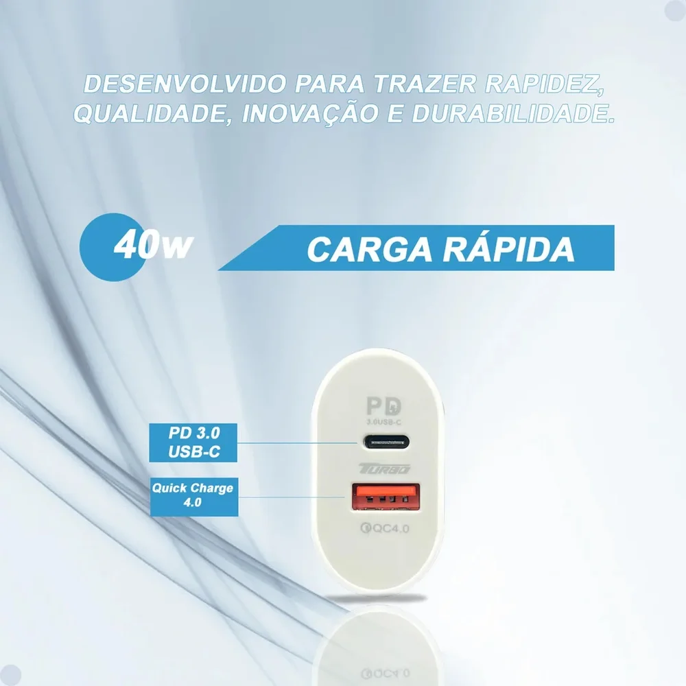 Imagem 5 de 5 do produto Carregador Rápido Para Celular Com Entradas Usb E Pd – Proteção Total