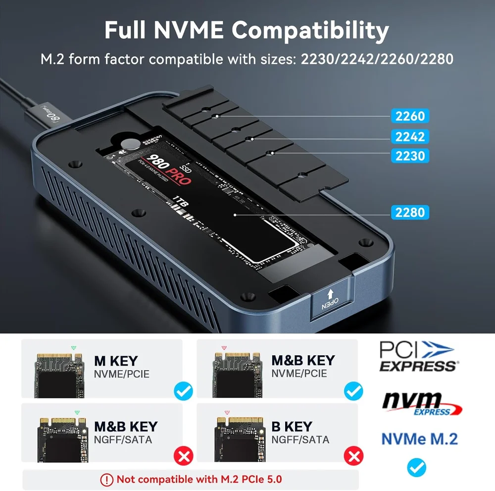 Case Externo Para SSD Nvme M.2 Thunderbolt 5 80gbps Case Externo Para SSD Nvme M.2 Thunderbolt 5 80gbps