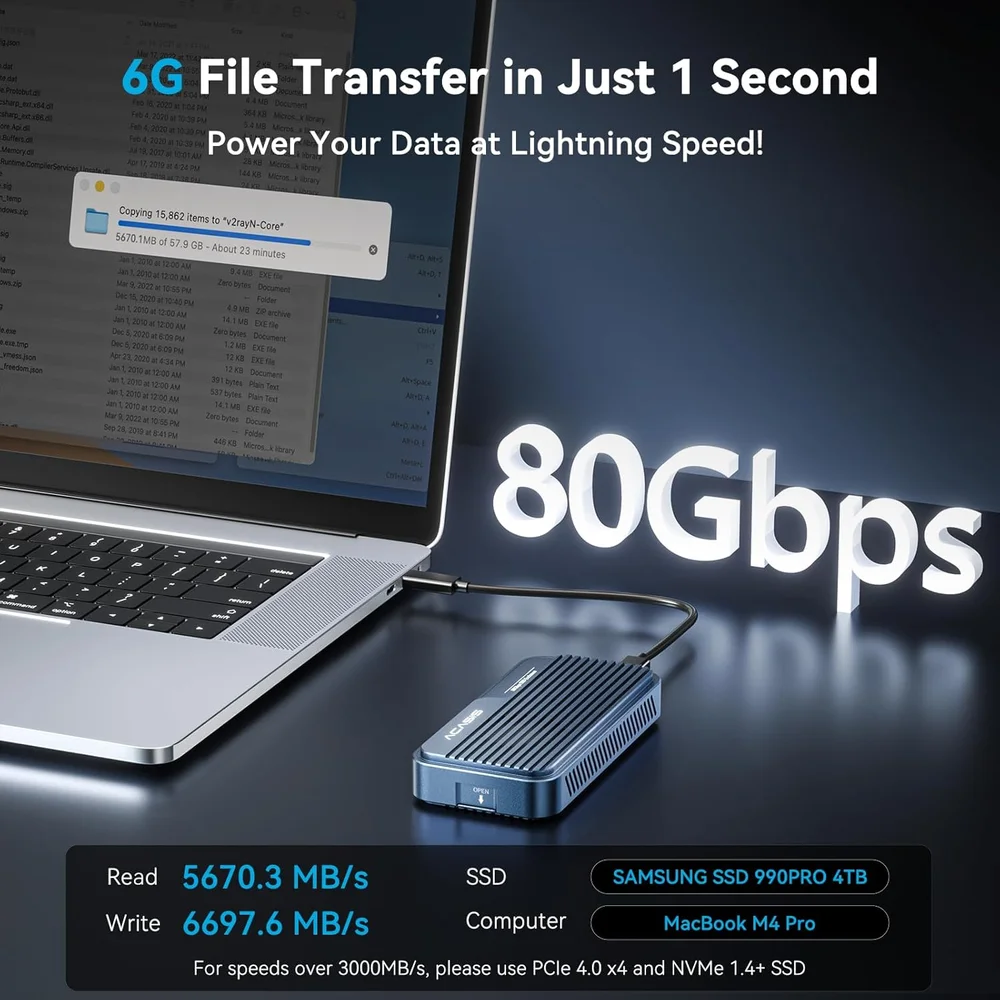 Case Externo Para SSD Nvme M.2 Thunderbolt 5 80gbps Case Externo Para SSD Nvme M.2 Thunderbolt 5 80gbps