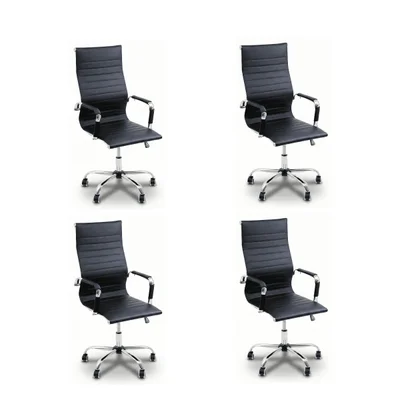 Cadeira De Escritório Esteirinha Oficial Giratória Ergonômica Alta - Preto - 4