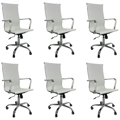 Cadeira De Escritório Esteirinha Oficial Giratória Ergonômica Alta - Branco - 6