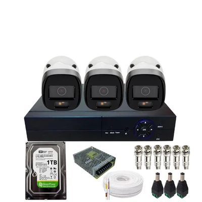 Kit 3 Câmeras Vhd 1220b Full Color Imagem Colorida Dvr 4ch Hd 1TB Instalado
