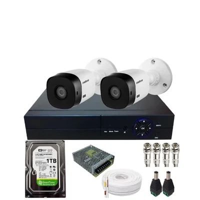 Kit 2 Câmeras Intelbras Vhd 1220b Full Hd Dvr De 4ch Com Hd 1TB Incluso