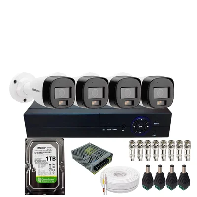 Kit 4 Câmeras Intelbras Vhd 3220b Fc+ Imagem Colorida Mais Audio Dvr 04ch Hd 1TB