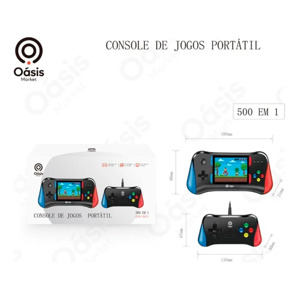 Imagem 2 de 5 do produto Mini Game Com Controle 500 Em 1 Oih-5913 - Oásis