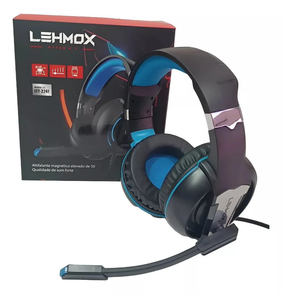 Imagem 4 de 5 do produto Headset Gamer Usb Audio 7.1 Com Haste Flexivel E Iluminação RGB Lehmox Ley 2247