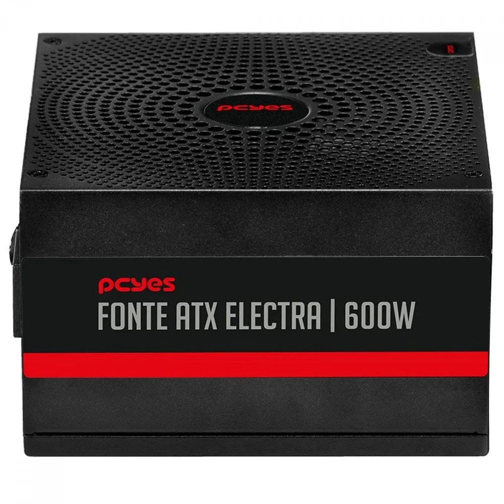 Imagem 5 de 5 do produto Fonte Gamer PCyes Electra, 600w, Pfc Ativo, Preto, Elec600w