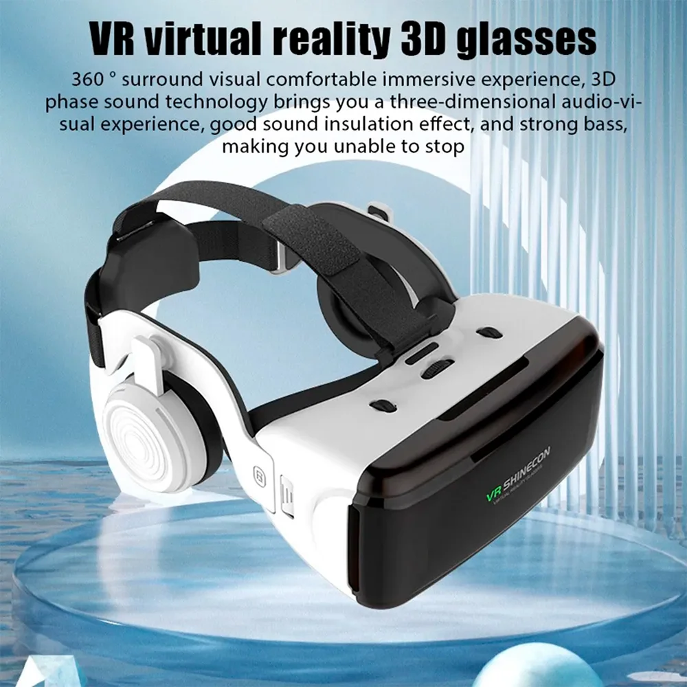 Imagem 2 de 5 do produto Óculos Vr Realidade Virtual 3d Com Fone De Ouvido E Controle, Óculos Universais De Realidade Virtual Compatível Com Fones De Ouvido Vr De 4,7 A 6 "