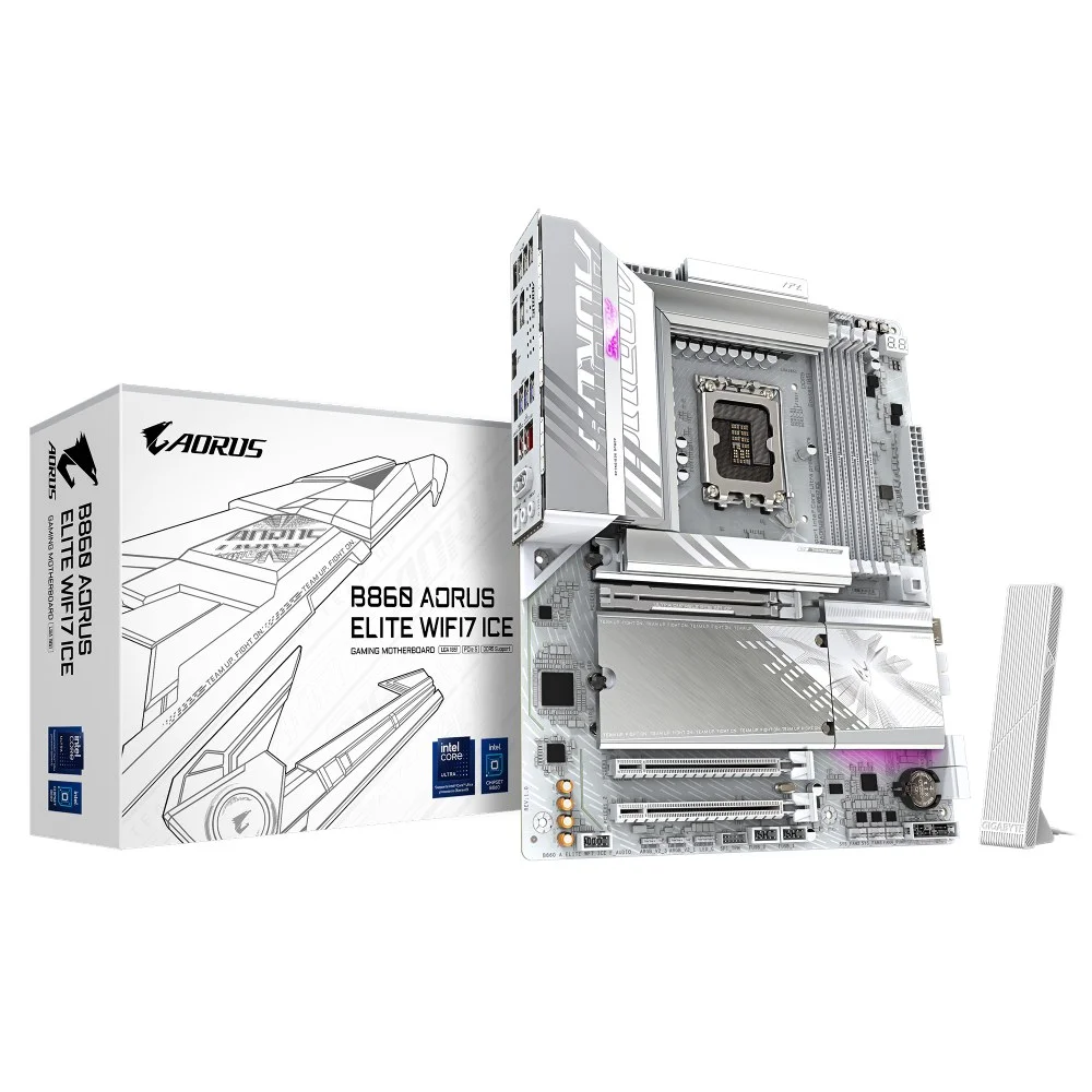 Placa Mãe Gigabyte B860 Aorus Elite Ice Wifi7 LGA  1851 4xDDR5 Intel B860 Express Atx 4