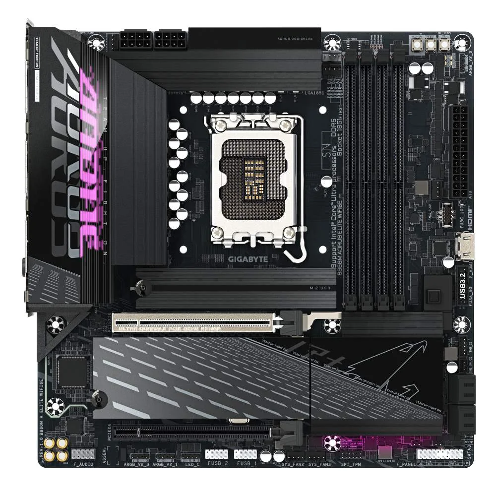 Placa Mãe Gigabyte B860m Aorus Elite Wifi6e LGA  1851 4xDDR5 Intel B860 Express Matx 7