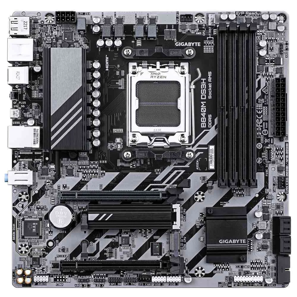 Imagem 2 de 4 do produto Placa Mãe Gigabyte B840m Ds3h Am5 4xDDR5 Amd B840 Matx