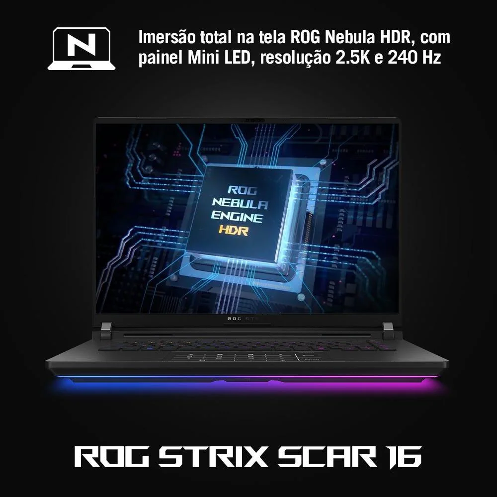 Notebook Gamer Rog Strix Scar G16 G635lr Nvidia RTX5070 Ti Intel Core Ultra 9 275hx 32gb Ram 1TB SSD WINDOWS 11 Tela 16"" 240hz Fhd Black - Rw014w - view 7