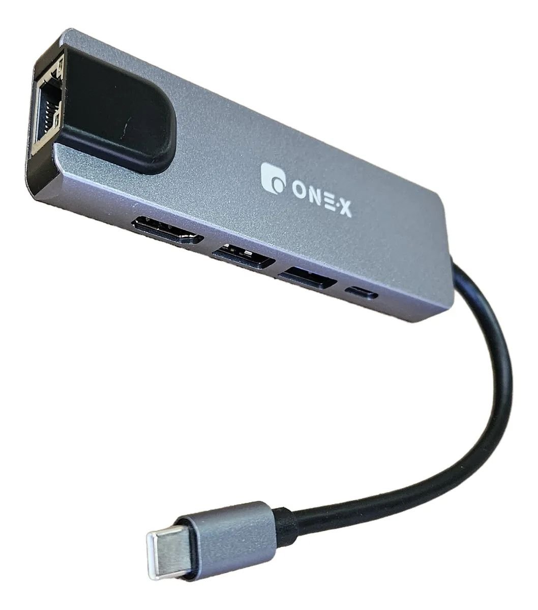 Adaptador Tipo C 5 Em 1 Lan 150mb Rj45 Usb 3.0 4k HDMI Onex