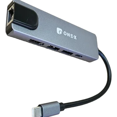 Adaptador Tipo C 5 Em 1 Lan 150mb Rj45 Usb 3.0 4k HDMI Onex