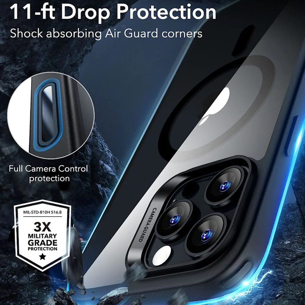 Imagem 2 de 5 do produto Capa Iphone 16 Pro Max Esr Com Botão Câmera Preto Clear