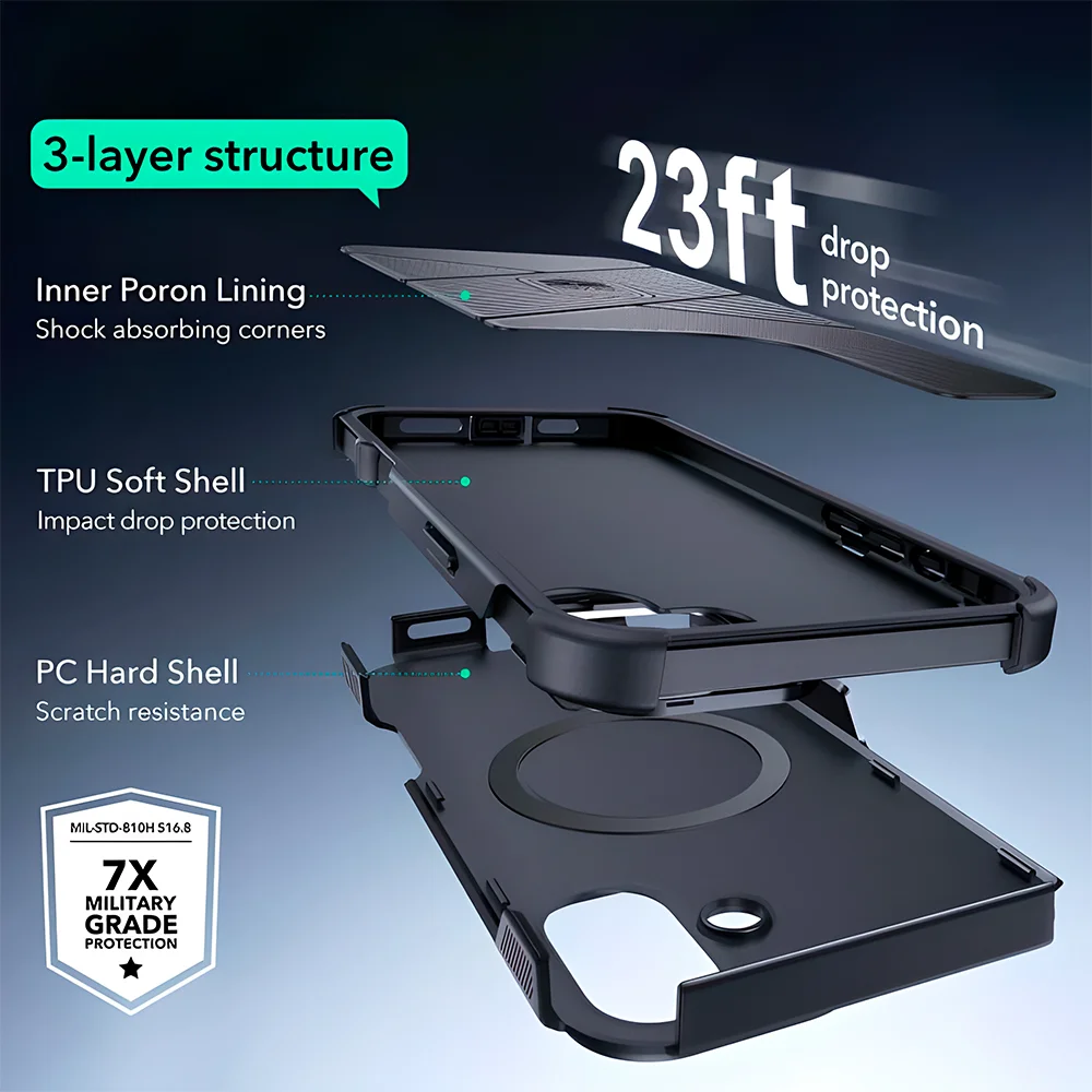 Imagem 3 de 5 do produto Capa iPhone 16 Esr Cyber Armor com Suporte Stash Preta