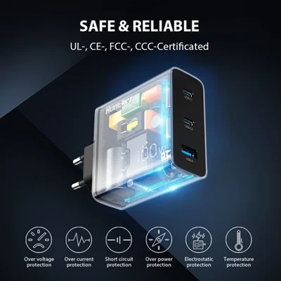 Carregador Usb A/c Huntkey 3 Em 1 100w + Cabo Usbc Preto — foto 3