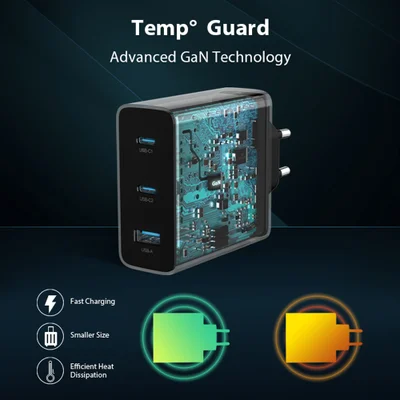 Carregador Usb A/c Huntkey 3 Em 1 100w + Cabo Usbc Preto — foto 4