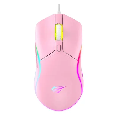 Mouse Gamer Havit Ms1029 RGB 7.200 Dpi 6 Botões Rosa Quartz