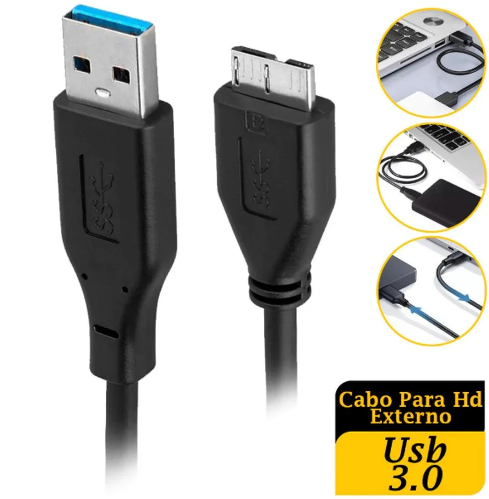 Imagem 4 de 5 do produto Cabo 50 Cm Compativel Com Todos Hd Externo Porta Usb