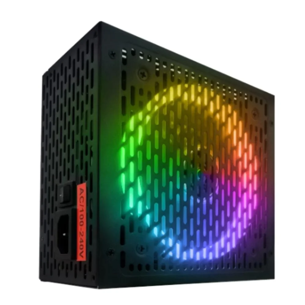 Fonte Alimentação Gamer Atx 750w Bivolt PC Rainbow RGB Pfc 80 Plus