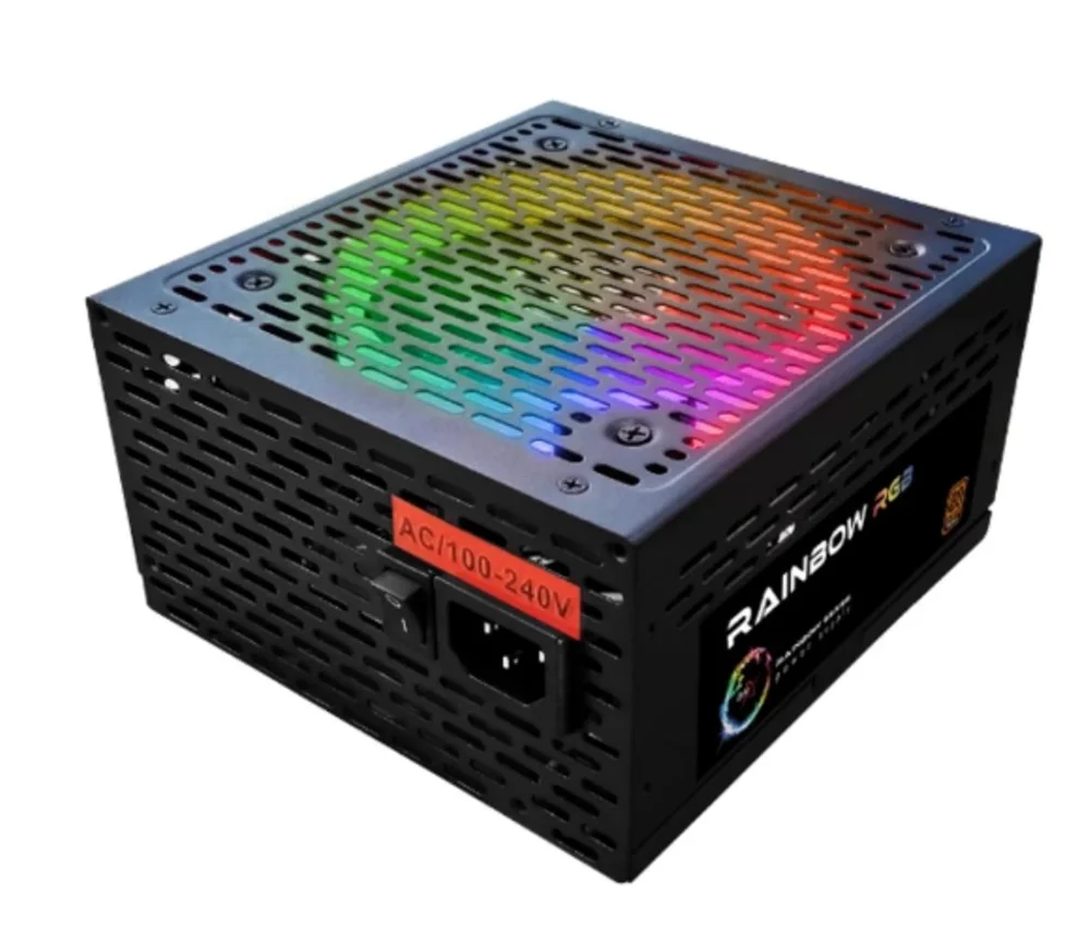 Imagem 4 de 4 do produto Fonte Alimentação Gamer Atx 750w Bivolt PC Rainbow RGB Pfc 80 Plus