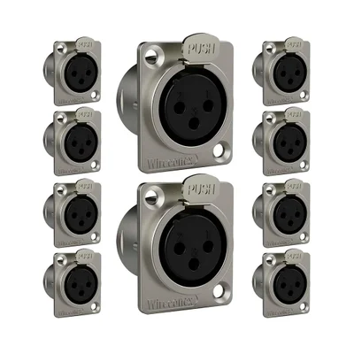 Conector Xlr Femea Wc 1023 Fp Bk Ni 3p Painel Wireconex 10 Unidades