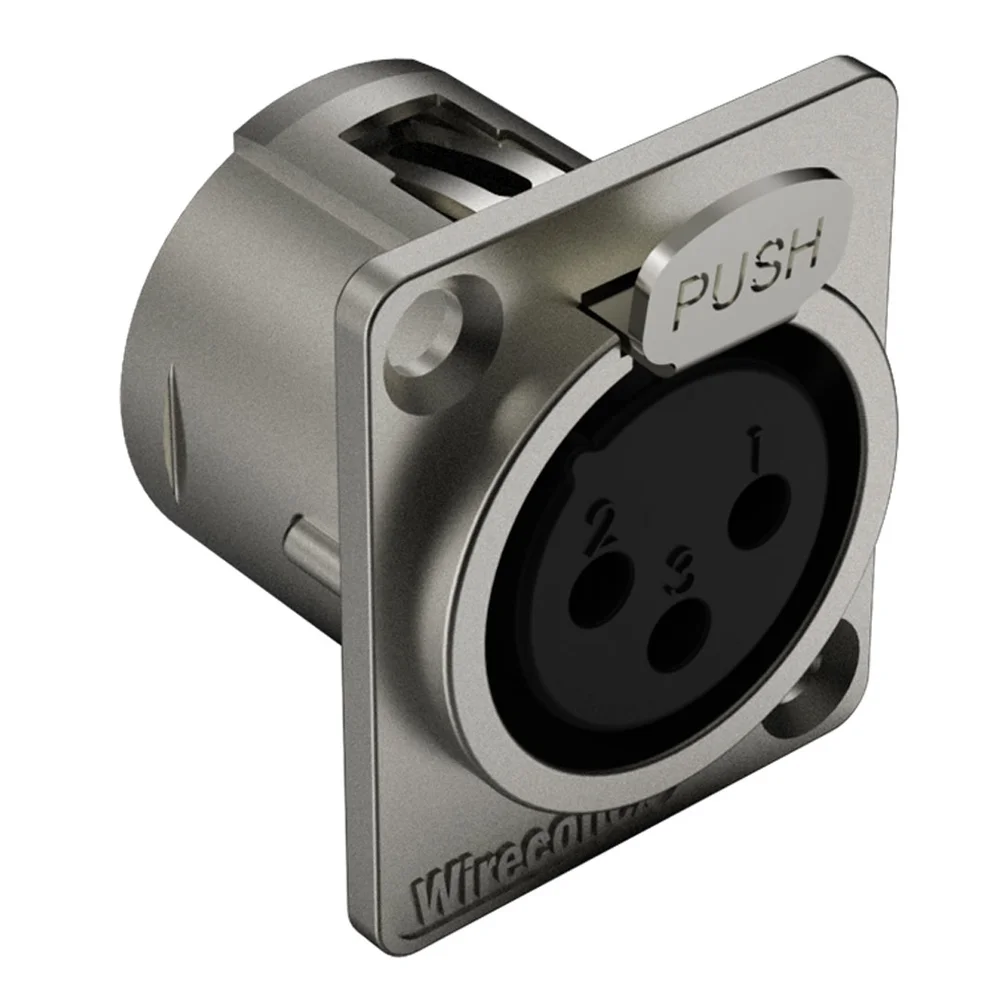Imagem 3 de 5 do produto Conector Xlr Femea Wc 1023 Fp Bk Ni 3p Painel Wireconex 10 Unidades