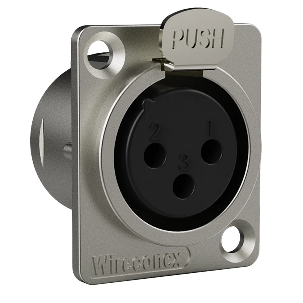 Imagem 4 de 5 do produto Conector Xlr Femea Wc 1023 Fp Bk Ni 3p Painel Wireconex 10 Unidades