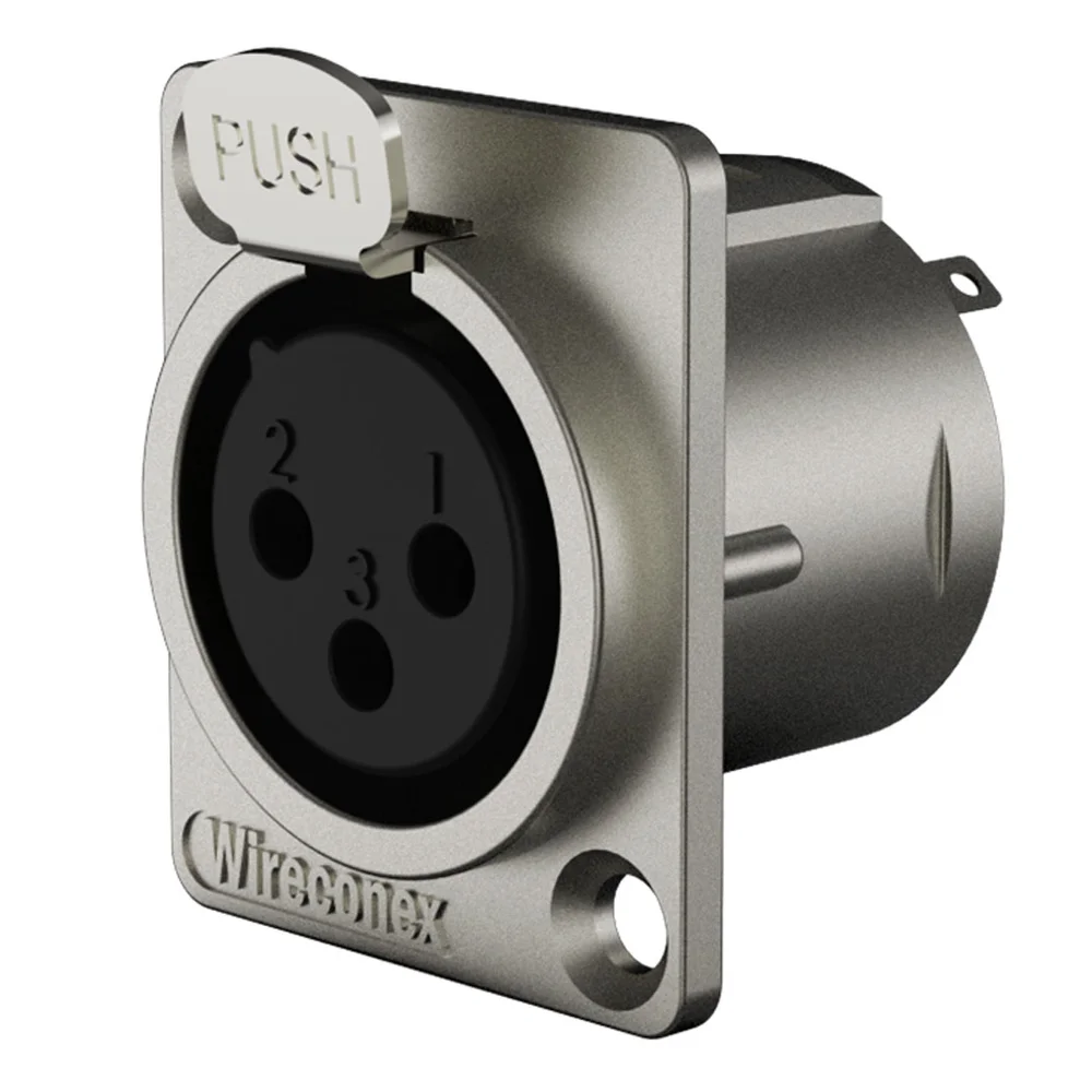 Imagem 5 de 5 do produto Conector Xlr Femea Wc 1023 Fp Bk Ni 3p Painel Wireconex 10 Unidades