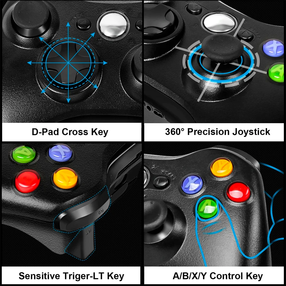 Imagem 5 de 5 do produto Controle Compatível Com XBOX 360 Sem Fio Joystick Wireless