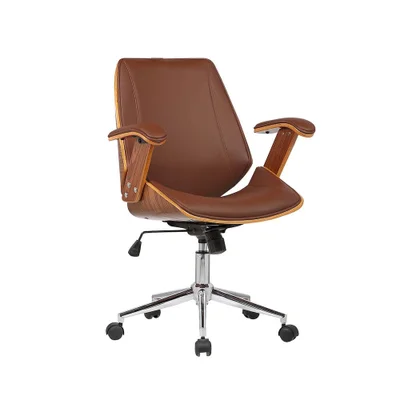 Cadeira De Escritório Ergonômica Giratória Diretor Executiva Couro Lisboa Rivatti Office Cor:marrom