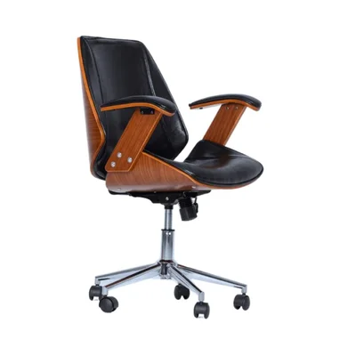 Cadeira De Escritório Ergonômica Giratória Diretor Executiva Couro Lisboa Rivatti Office Cor:preto.