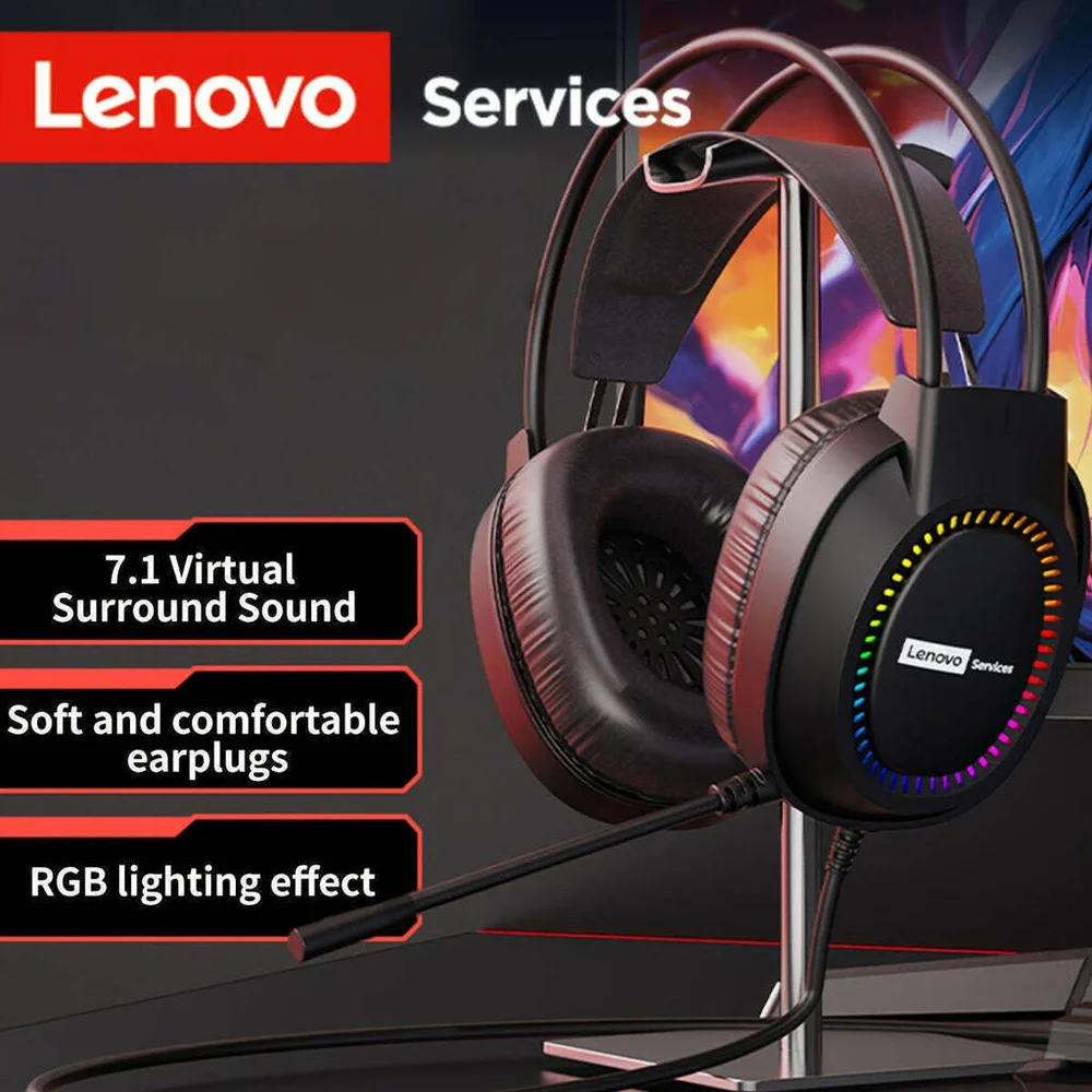 Imagem 2 de 3 do produto Fone De Ouvido Lenovo RGB Headset Para Jogos Com Microfone E Cancelamento De Ruidos Preto