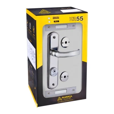 Kit De Fechaduras Trio Tetra Fort Quadra 5560a Z-t, 2 Travas Auxiliares 40mm Espelho Cromado 55mm Aliança