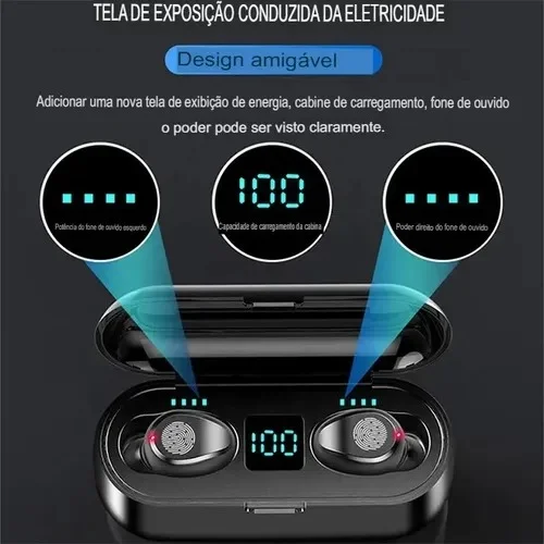 Imagem 4 de 4 do produto Fone De Ouvido Bluetooth Tws F9 À Prova Dágua E Powerbank
