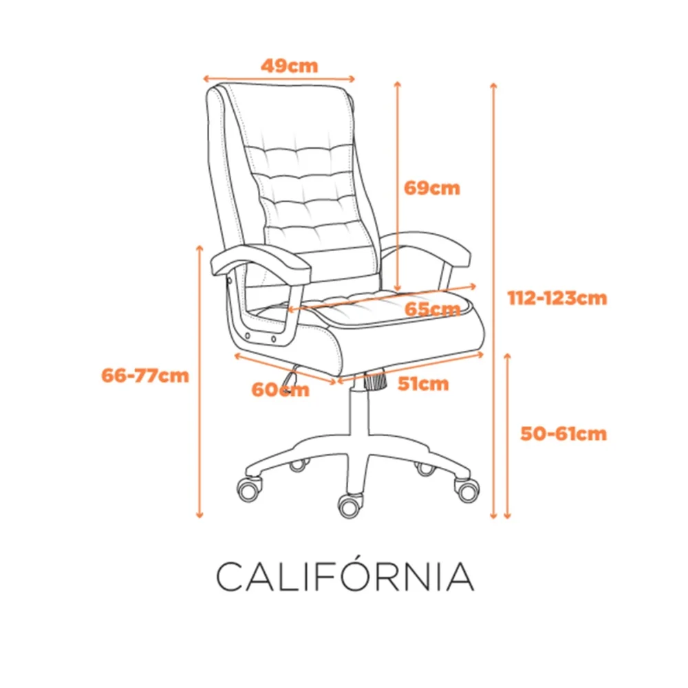Imagem 5 de 5 do produto Cadeira Escritório Couro Presidente Molas Ensacadas Nr17 Califórnia Fratini Cor:fendi.