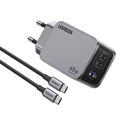 Carregador Usb A/c Ugreen Nexode Pro 65w + Cabo Cinza