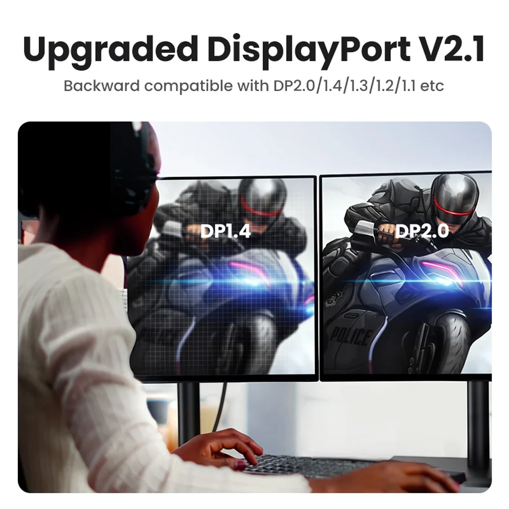 Imagem 3 de 5 do produto Cabo Displayport 2.1 Ugreen Macho 16-30hz 2metros Preto