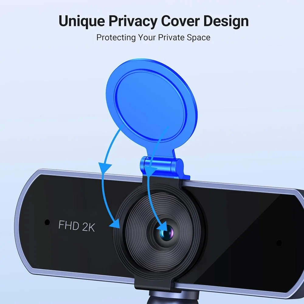 Webcam UGREEN 2K 30FPS Autofoco USB Microfone PC Preta