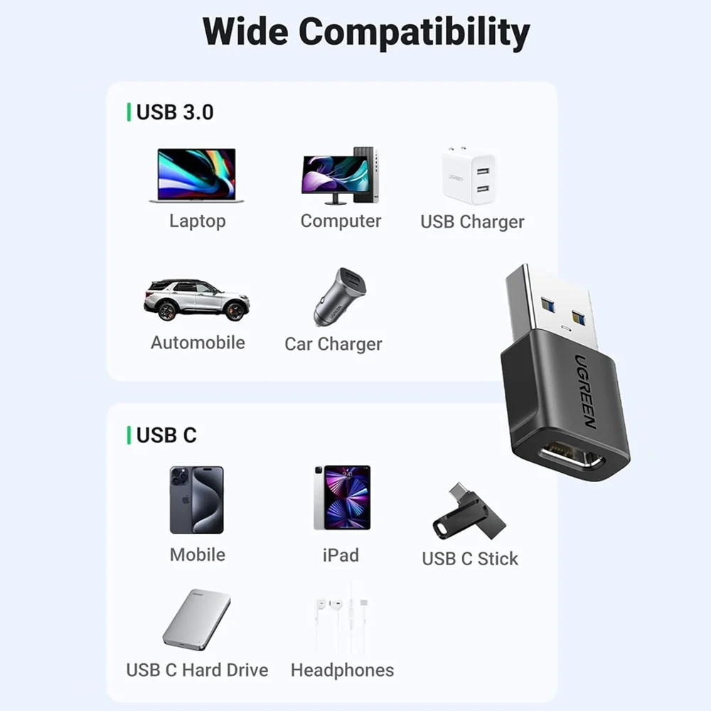 Imagem 4 de 5 do produto Adaptador Usb A P/usb C Ugreen 10gbps PCacote 2un Preto