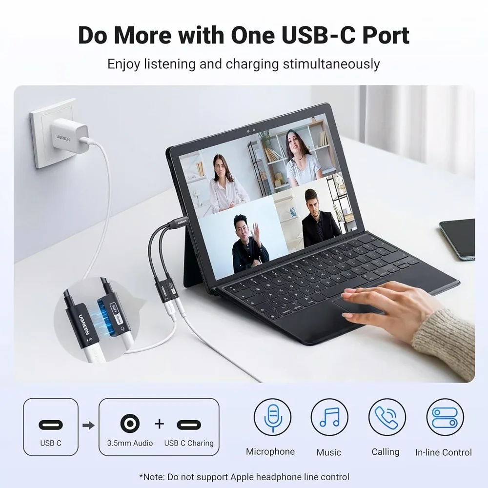 Imagem 4 de 5 do produto Adaptador Ugreen Usb C 3.5mm P/áudio/carregamento Preto