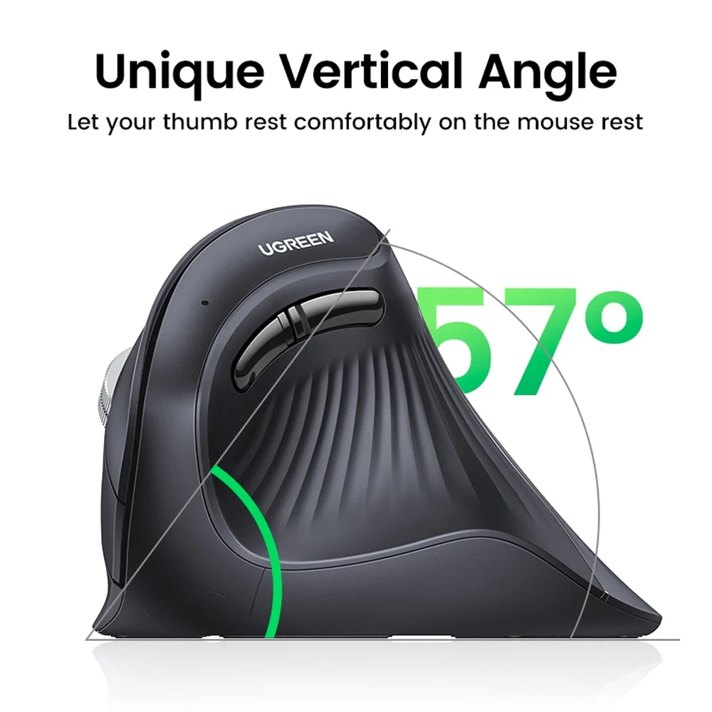 Imagem 2 de 5 do produto Mouse Bluetooth Sem Fio Vertical Ugreen 5 Butões Preto