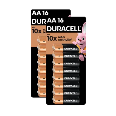 Kit Pilha Alcalina Aa Com 16 Unidades 2 Cartelas - Duracell