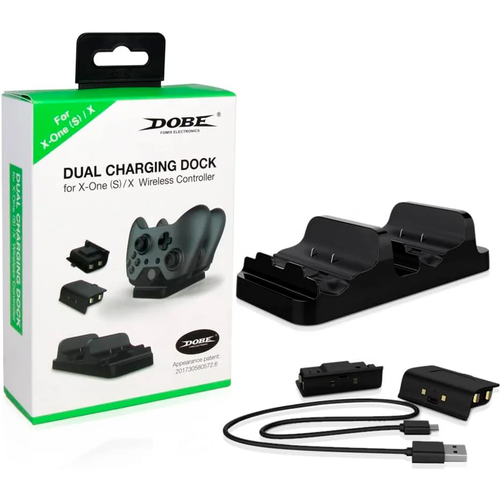 Imagem 5 de 5 do produto Base Dock Carregador Duplo Compatível Com Controle XBOX One + 2 Baterias Recarregáveis + Cabo Usb